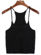 Shein Black Spaghetti Strap Mohair Cami Top