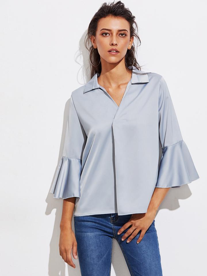 Shein Satin Flare Sleeve Blouse