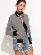Shein Contrast Trim Striped Single Breasted Jacket