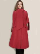 Shein Red Split Sleeve Houndstooth Pockets Coat