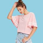 Shein Flounce Sleeve Round Neck Tee