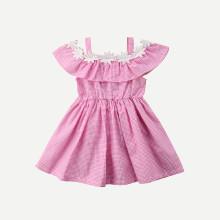 Shein Girls Ruffle Trim Plaid Cami Dress