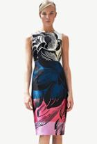 Shein Multi Round Neck Sleeveless Floral Bodycon Dress