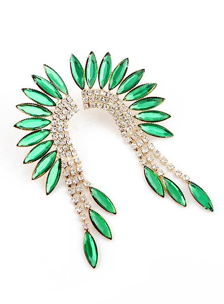 Shein Green Gemstone Gold Crystal Elegant Earrings