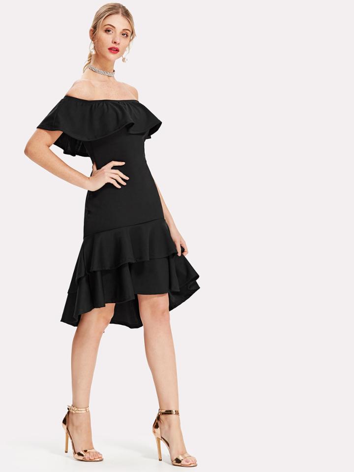 Shein Off Shoulder Tiered Ruffle Dress