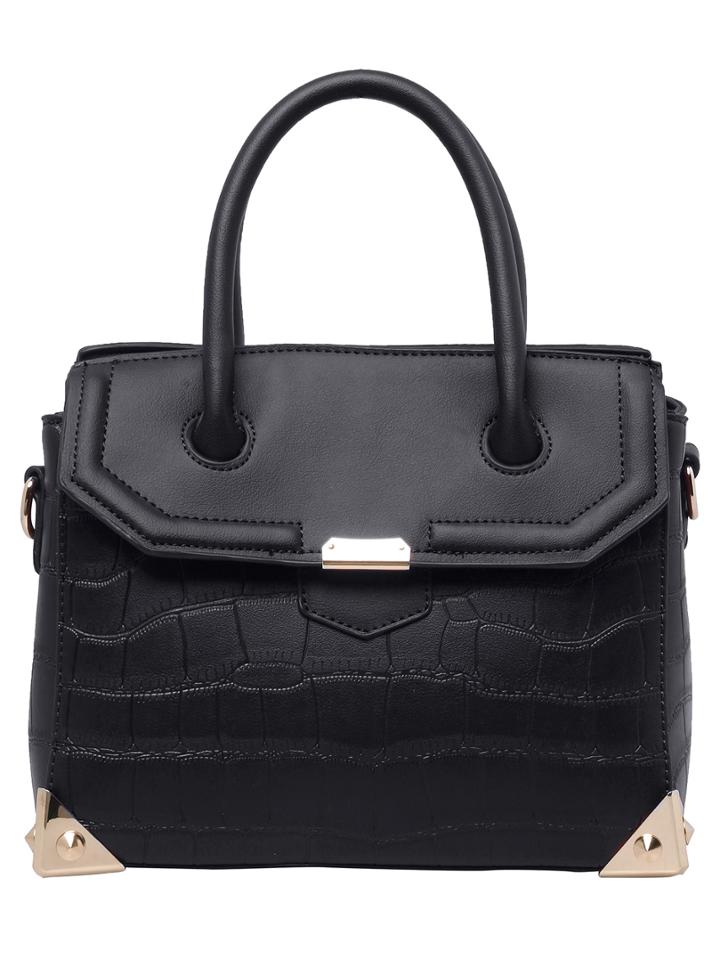 Shein Black Crocodile Metallic Embellished Pu Bag