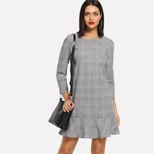 Shein Ruffle Hem Plaid Dress