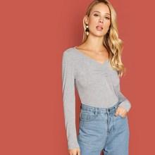 Shein Ruched Front Heathered Knit Tee