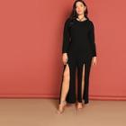 Shein Plus Solid Split Hem Tank Jumpsuit