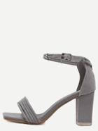 Shein Grey Peep Toe Ankle Strap Chunky Sandals