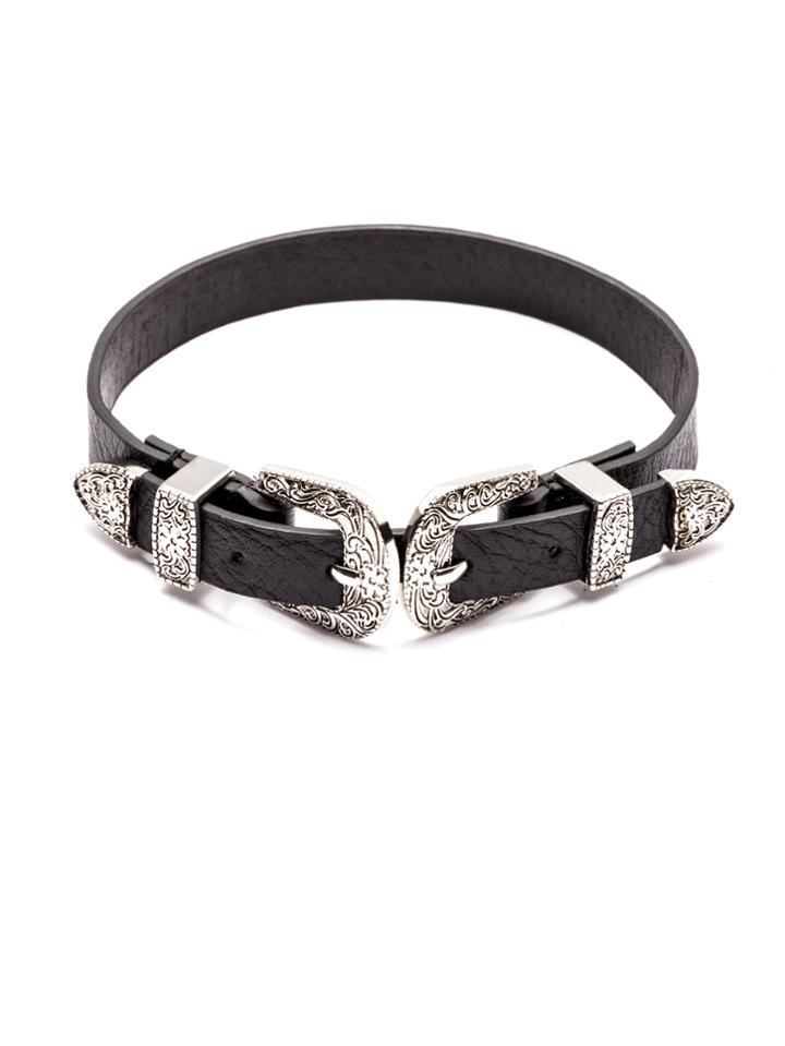 Shein Silver Buckle Faux Leather Choker