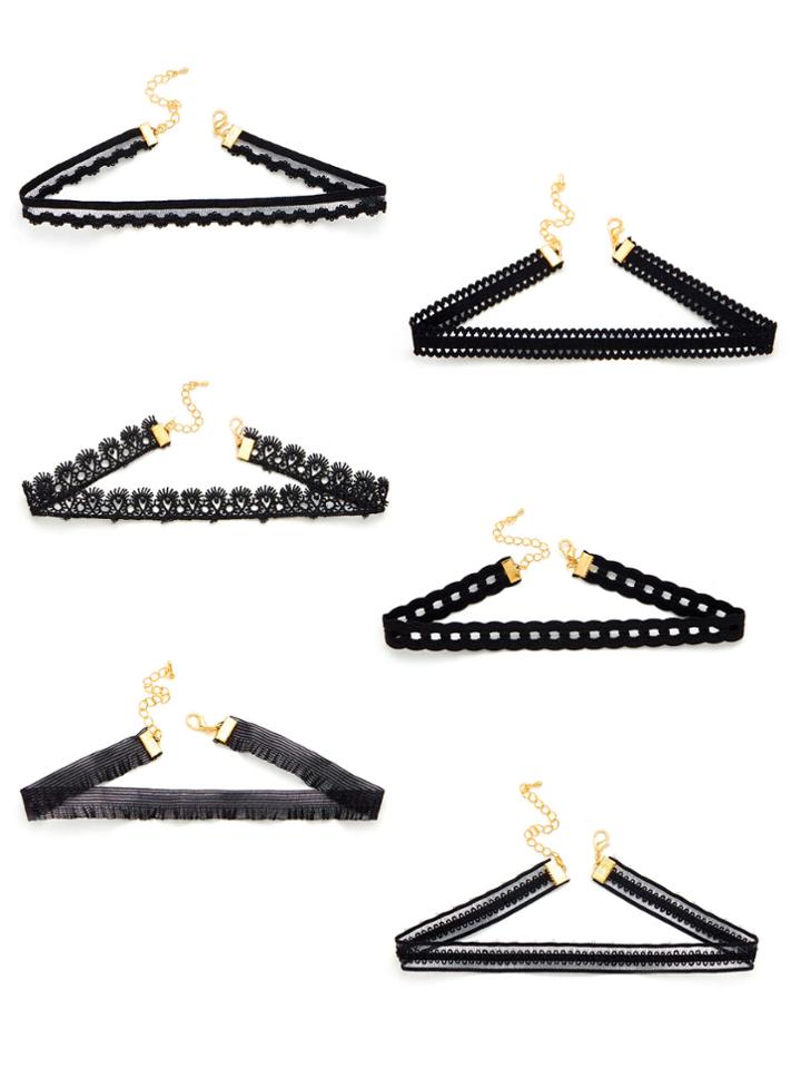 Shein Cut Out Lace Choker Necklace Set