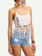Shein Embroidery Fringe Crop Cami Top