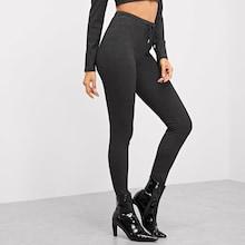 Shein Solid Drawstring Waist Skinny Leggings