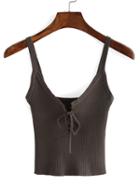Shein Grey Ribbed Lace-up Strappy Crop Cami