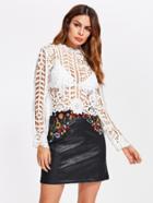Shein Crochet Lace Top With Zip Back