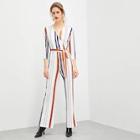 Shein Surplice Knot Striped Jumpsuit