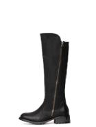 Shein Black Faux Leather Side Zipper Knee High Boots