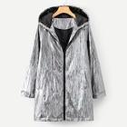 Shein Metallic Raglan Sleeve Hooded Coat