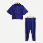 Shein Plus Flutter Sleeve Zip Up Top And Pants Set
