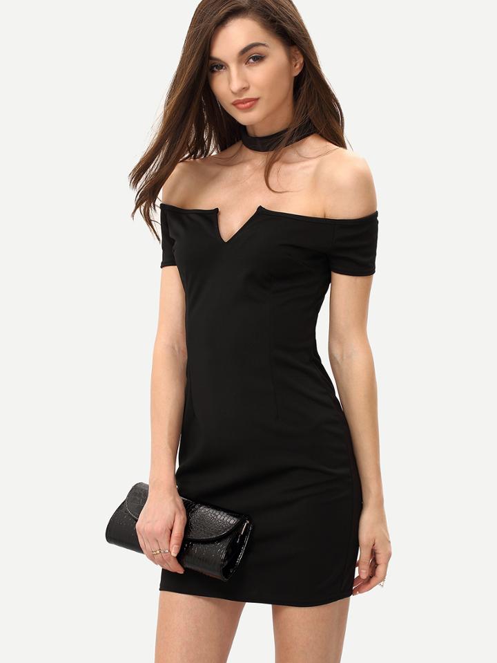 Shein Choker Neck V-cut Sheath Dress