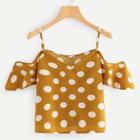 Shein Open Shoulder Polka Dot Blouse