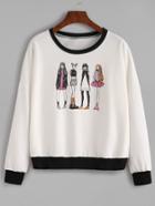 Shein Contrast Trim Girls Print Sweatshirt