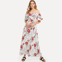 Shein Off Shoulder Tiered Floral Dress