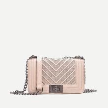 Shein Chevron Detail Twist Lock Chain Bag