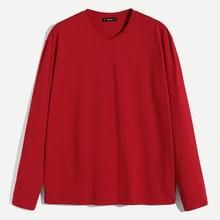 Shein Men Solid V Neck T-shirt