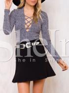 Shein Blue Long Sleeve V Neck Sweater