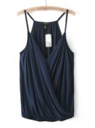 Shein Navy Spaghetti Strap V Neck Tank Top