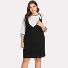 Shein Plus Contrast Stripe Trim Rib Top With Dress