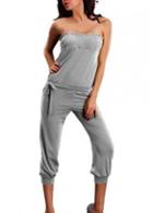 Rosewe Trendy Off The Shoulder Grey Knee Length Jumpsuit
