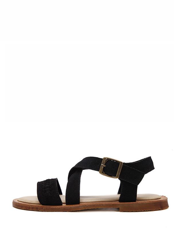 Shein Black Peep Toe Hollow Crisscross Sandals