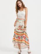 Shein Floral Print Dip Hem Skirt