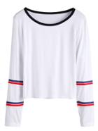 Shein White Ringer T-shirt With Striped Detail