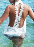 Rosewe Racerback White Semi Sheer Cover Up