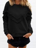Shein Womem Black Fringe Decorated Sweatshirt