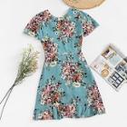 Shein Ruffle Knot Backless Floral Dress