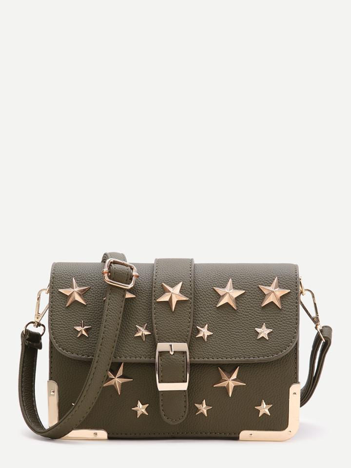 Shein Dark Green Star Flap Crossbody Bag