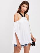 Shein Contrast Thick Strap Overlap Sleeve Top