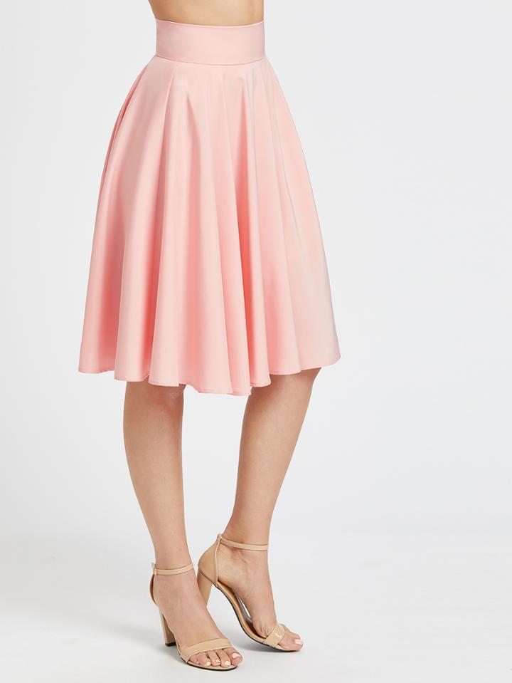 Shein Wide Waistband Zip Back Swing Flare Skirt