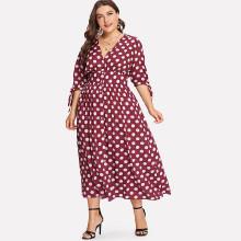 Shein Plus Fit & Flare Polka Dot Dress