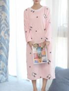 Shein Faux Fleece Drop Shoulder Rabbit Print Night Dress