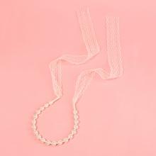 Shein Girls Faux Pearl Lace Ribbon Headband