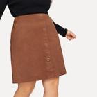 Shein Plus Zip Back Pocket Cord Skirt