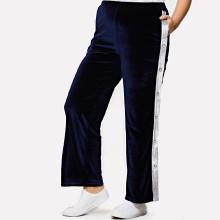 Shein Plus Snap Button Side Velvet Wide Leg Pants