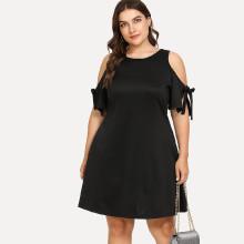Shein Plus Tie Sleeve Keyhole Back Dress