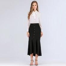Shein Button Front Flounce Hem Skirt